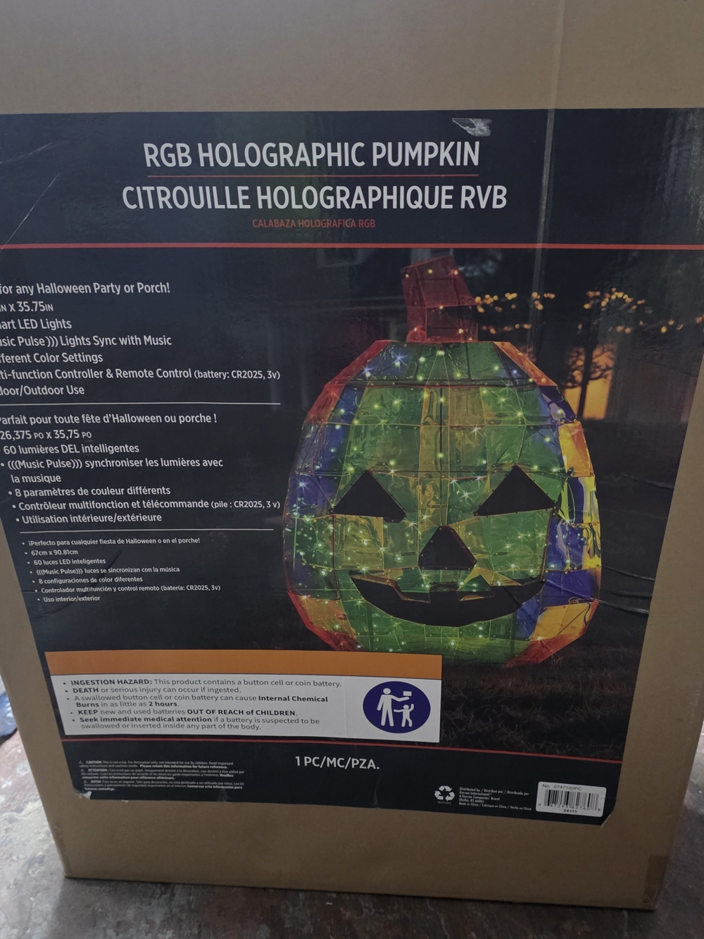Holographic RGB Pumpkin LED Halloween Light - Multicolor